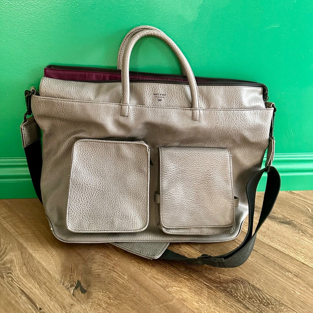 Matt and Nat Raylan Travel Tote Bag - Grey with Purple Interior